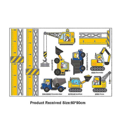 babies Growth Height Chart Removable Bedroom Wall Stickers Decals Construction Vehicles V1263-JX-3146