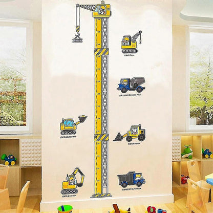 babies Growth Height Chart Removable Bedroom Wall Stickers Decals Construction Vehicles V1263-JX-3146