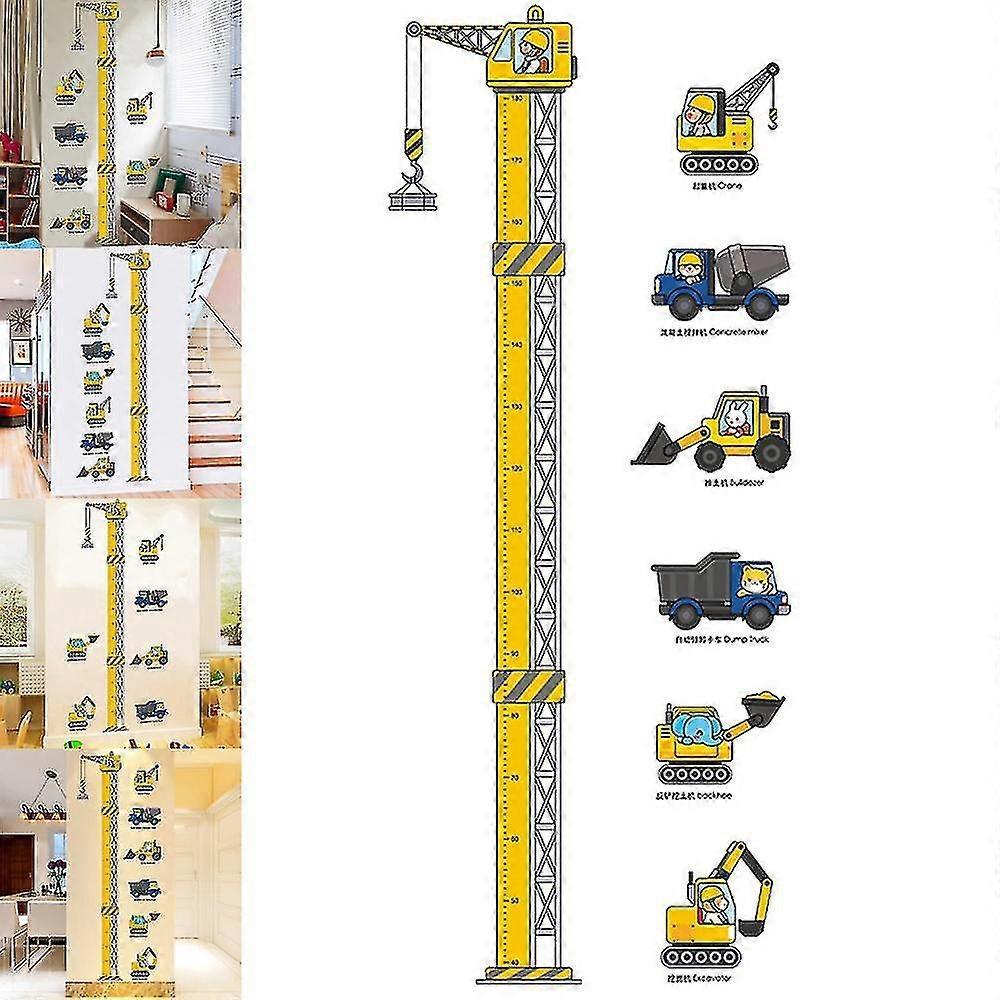 babies Growth Height Chart Removable Bedroom Wall Stickers Decals Construction Vehicles V1263-JX-3146