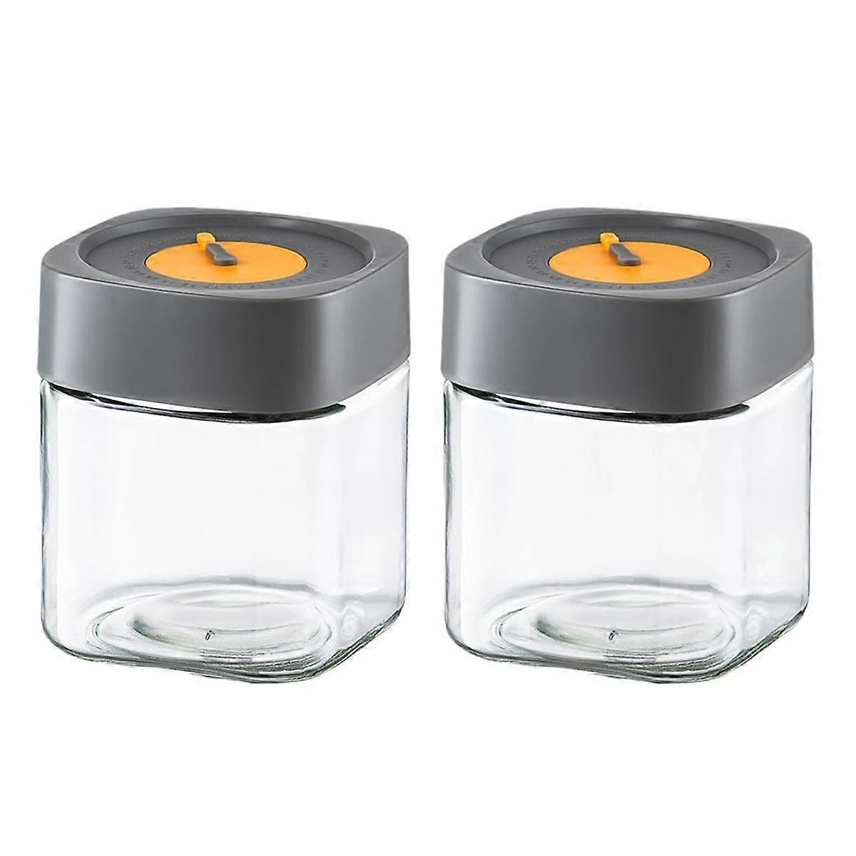 2pcs Glass Jars with Airtight Lids Overnight Oats Salad Food Storage Containers V1263-JX-315