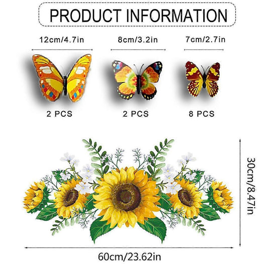 Sunflower Wall Stickers With 3d Butterfly Wall Sticker,sunflower Wall Stickers,wall Stickers For Bedroom V1263-JX-3154