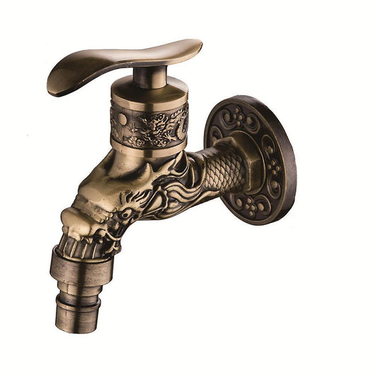 Indoor Bathroom Faucet Carved Wall Bibcock Mount Retro Decorative Faucet Outdoor Garden Faucets Washing V1263-JX-3176