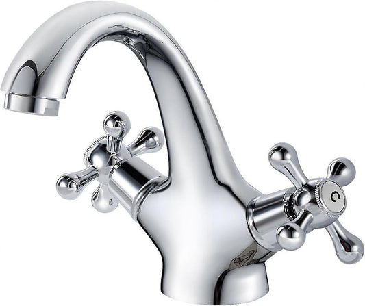 pcs Retro Basin Faucet, Double Handle Basin Mixer Tap, Bathroom Sink Faucet, Lavatory Faucet with Hot and V1263-JX-3178
