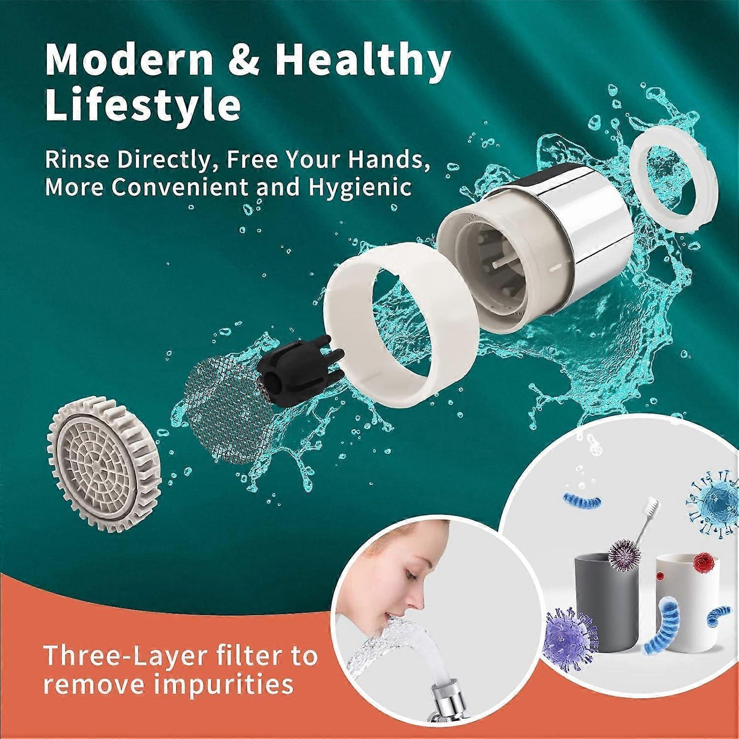 Swivel Faucet-Extender Sink-Aerator - 2 Mode Splash Water Filter Extension, Kitchen Bathroom 360 Rotatable V1263-JX-3183