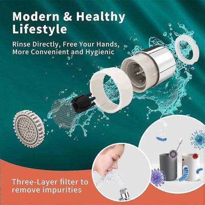 Swivel Faucet-Extender Sink-Aerator - 2 Mode Splash Water Filter Extension, Kitchen Bathroom 360 Rotatable V1263-JX-3183