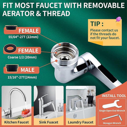 Swivel Faucet-Extender Sink-Aerator - 2 Mode Splash Water Filter Extension, Kitchen Bathroom 360 Rotatable V1263-JX-3183