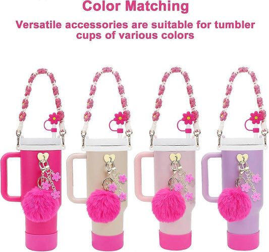 Stanley Cup Accessory Set - Water Bottle Handle Strap, Siliocne Stanley Cup Boot, Stanley Charms Stanley Cup V1263-JX-3186