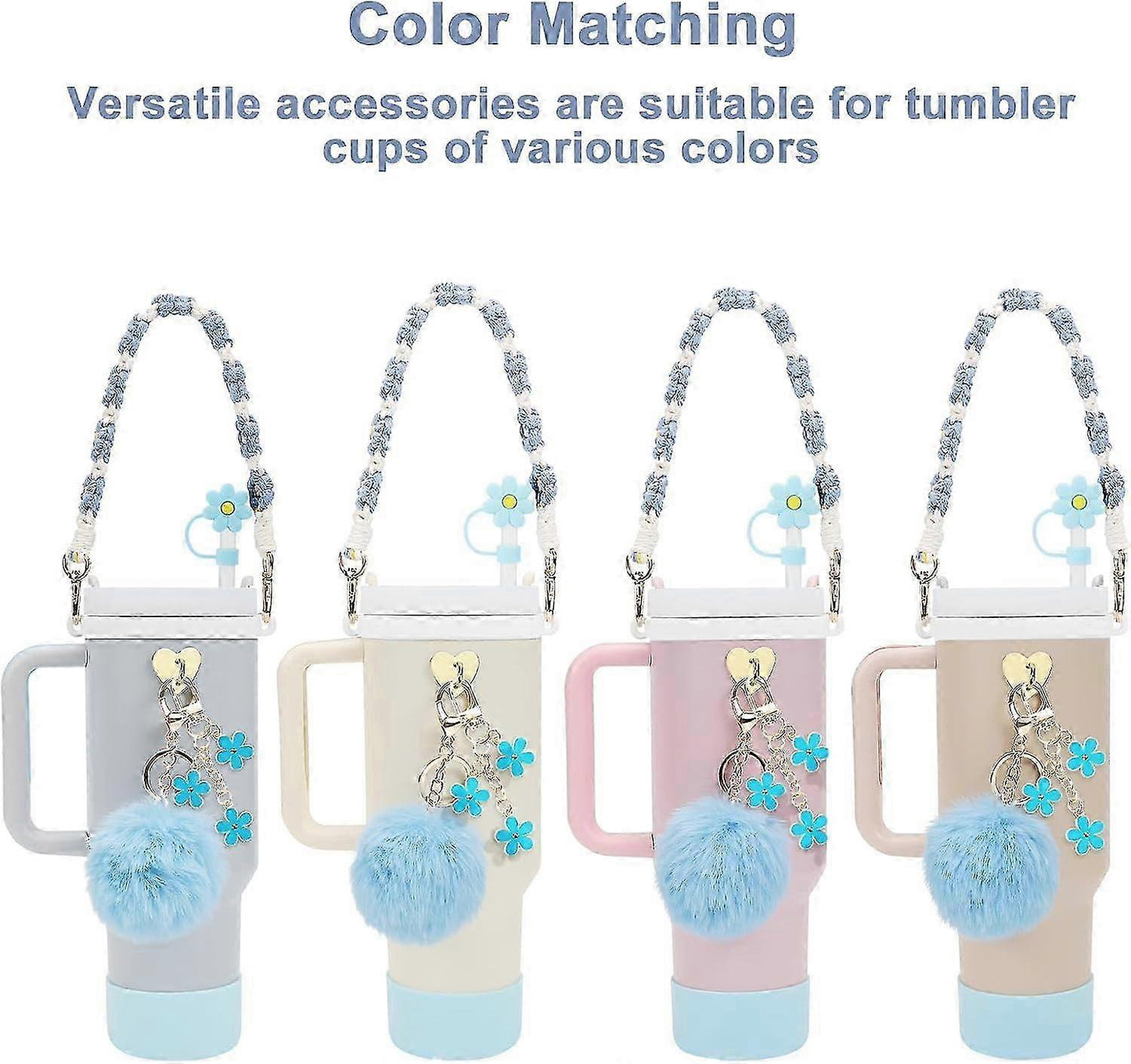 Stanley Cup Accessory Set - Water Bottle Handle Strap, Siliocne Stanley Cup Boot, Stanley Charms Stanley Cup V1263-JX-3188