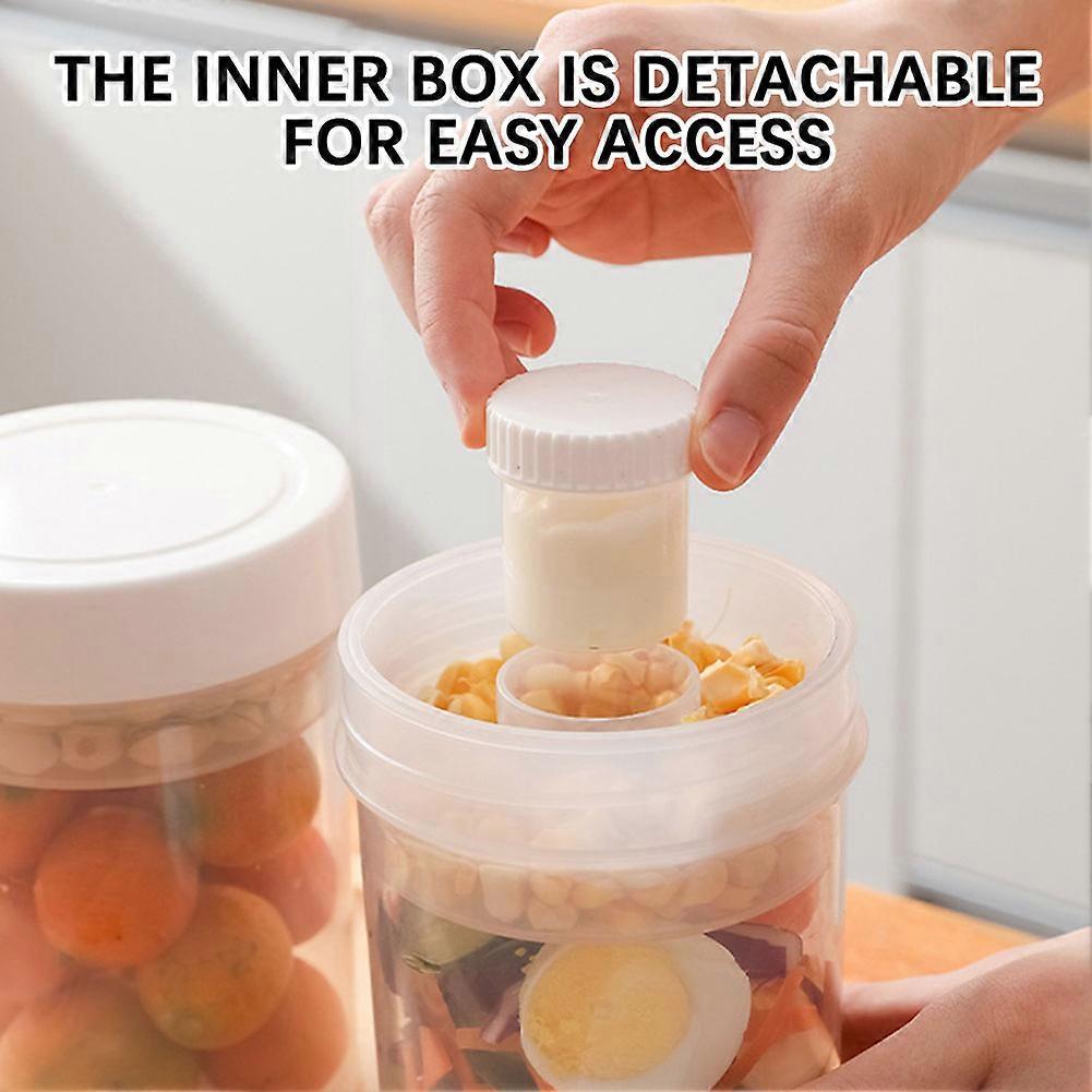 750ml Plastic Salad Jar with Built-in Dressing Cup Leakproof Lunch Box V1263-JX-319