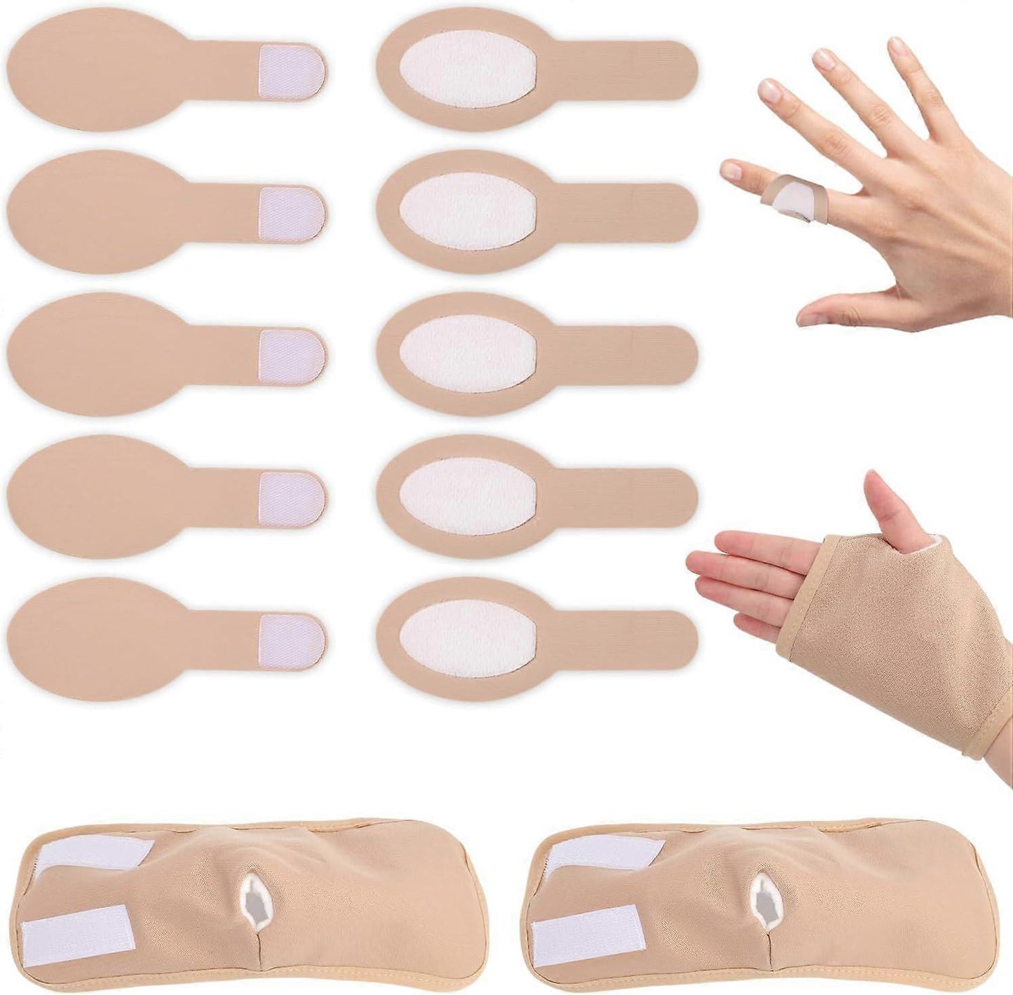 10pcs Castor Oil Finger Wraps & 2pcs Castor Oil Pack for Hands, Soft Cotton V1263-JX-3190