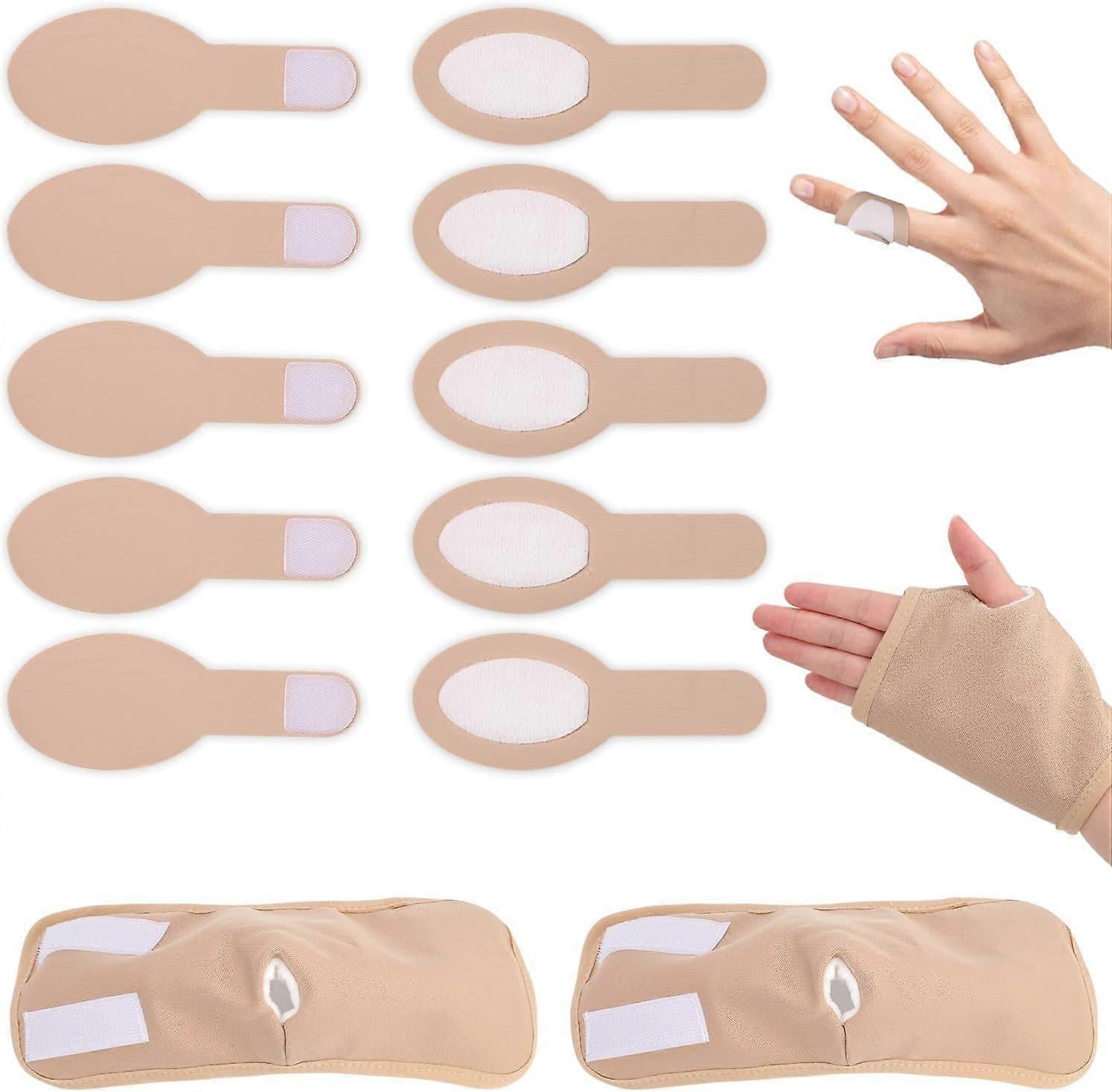 10pcs Castor Oil Finger Wraps & 2pcs Castor Oil Pack for Hands, Soft Cotton V1263-JX-3190