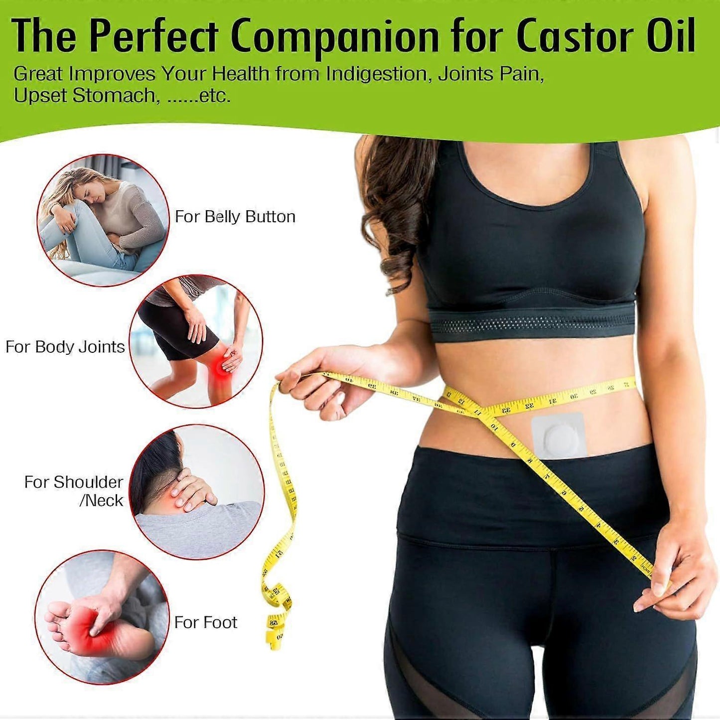 12PCS Hypoallergenic Castor Oil Pack Wrap for Belly Button, Disposable Castor Oil Wrap Pat V1263-JX-3192