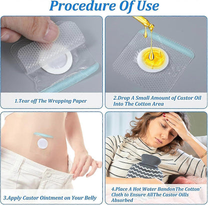 20Pcs Castor Oil Patches, Disposable Castor Oil Pack Wrap Self-Adhesive Belly V1263-JX-3198