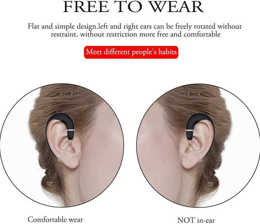 Ear Hook Wireless Headphone - Non Ear Plug - Noise Cancelling Single Ear Headset with Case V1263-JX-32