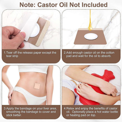 30pcs Castor Oil Pack Wrap for Belly Button, 2.76in Self-Adhesive Castor Oil V1263-JX-3207