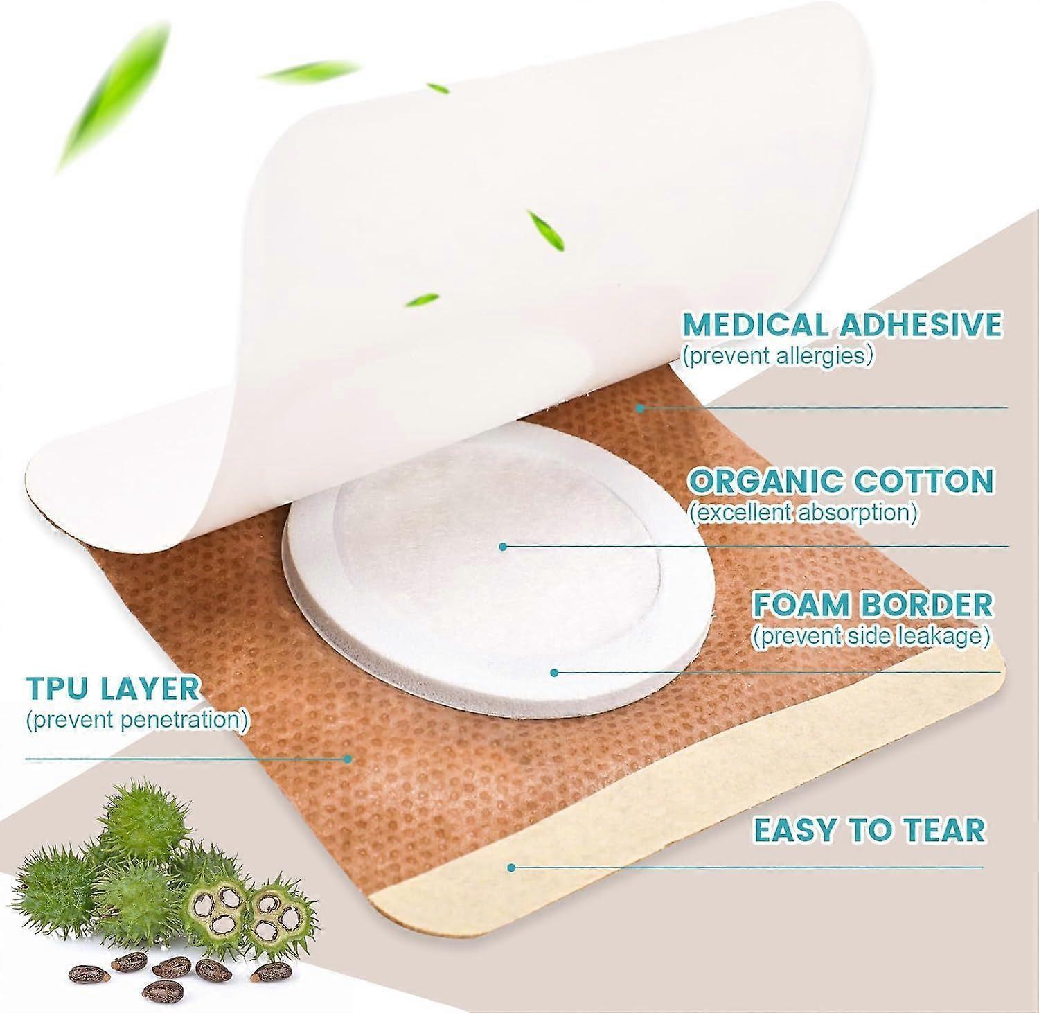 36Pcs Castor Oil Pack Wrap, Organic Cotton Castor Oil Patches for Belly Button V1263-JX-3208