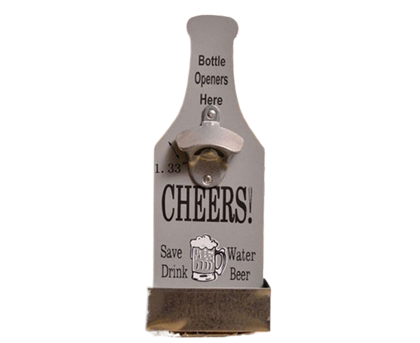 1Pc Retro Creative Wall Mounted Beer Style Decorative Hanger Bottle Opener-Grey V1263-JX-321