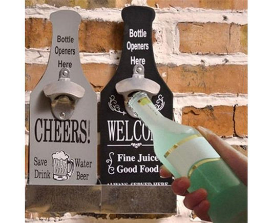 1Pc Retro Creative Wall Mounted Beer Style Decorative Hanger Bottle Opener-Grey V1263-JX-321