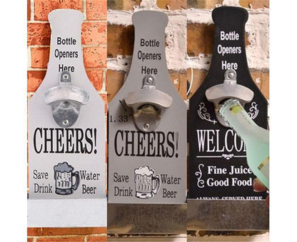 1Pc Retro Creative Wall Mounted Beer Style Decorative Hanger Bottle Opener-Grey V1263-JX-321