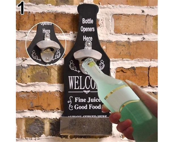 1Pc Retro Creative Wall Mounted Beer Style Decorative Hanger Bottle Opener-Grey V1263-JX-321