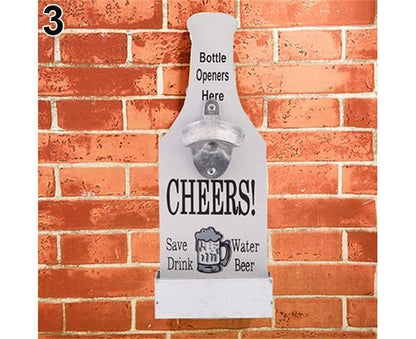 1Pc Retro Creative Wall Mounted Beer Style Decorative Hanger Bottle Opener-Grey V1263-JX-321