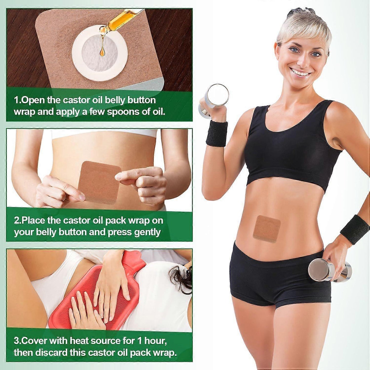 50Pcs Disposable Castor Oil Pack Wrap Belly Button Pads, Highly Absorbent V1263-JX-3213
