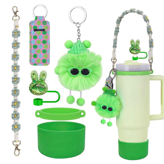 6pcs Cute Accessories Set for 20/30/40oz Tumbler Stanley Cup, Water Bottle Handle Strap, Siliocne Straw Cover V1263-JX-3221