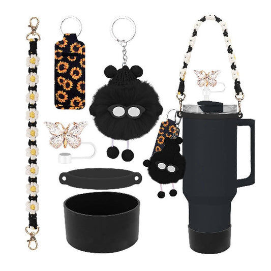 6pcs Cute Accessories Set for 20/30/40oz Tumbler Stanley Cup, Water Bottle Handle Strap, Siliocne Straw Cover V1263-JX-3222