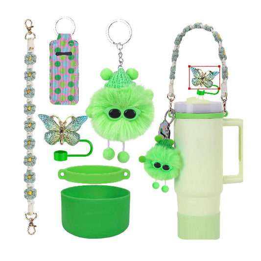 6pcs Cute Accessories Set for 20/30/40oz Tumbler Stanley Cup, Water Bottle Handle Strap, Siliocne Straw Cover V1263-JX-3224