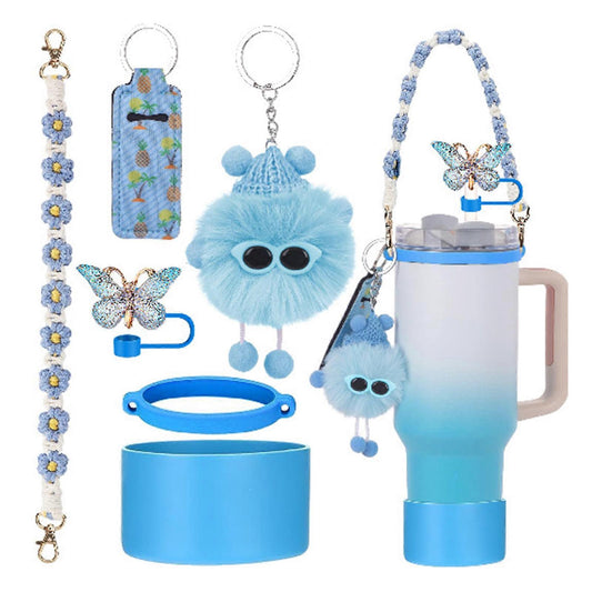 6pcs Cute Accessories Set for 20/30/40oz Tumbler Stanley Cup, Water Bottle Handle Strap, Siliocne Straw Cover V1263-JX-3226