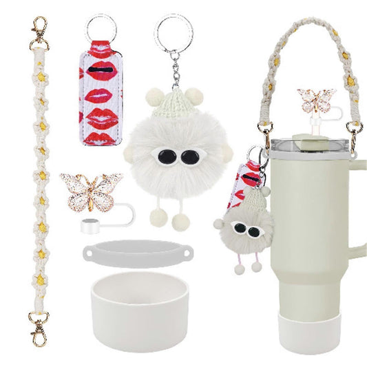 6pcs Cute Accessories Set for 20/30/40oz Tumbler Stanley Cup, Water Bottle Handle Strap, Siliocne Straw Cover V1263-JX-3229