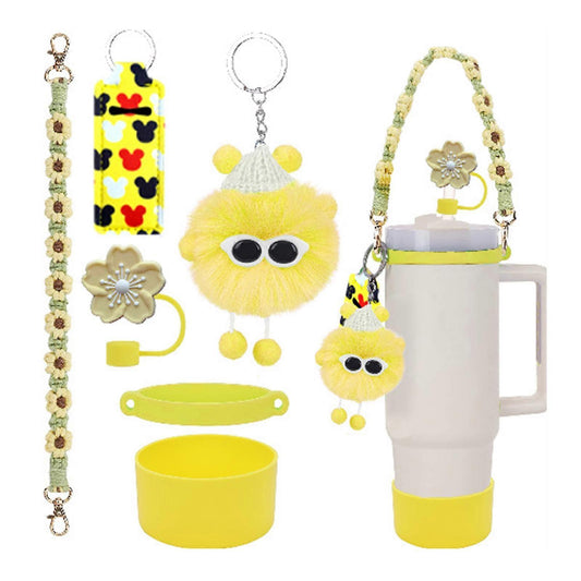 6pcs Cute Accessories Set for 20/30/40oz Tumbler Stanley Cup, Water Bottle Handle Strap, Siliocne Straw Cover V1263-JX-3230