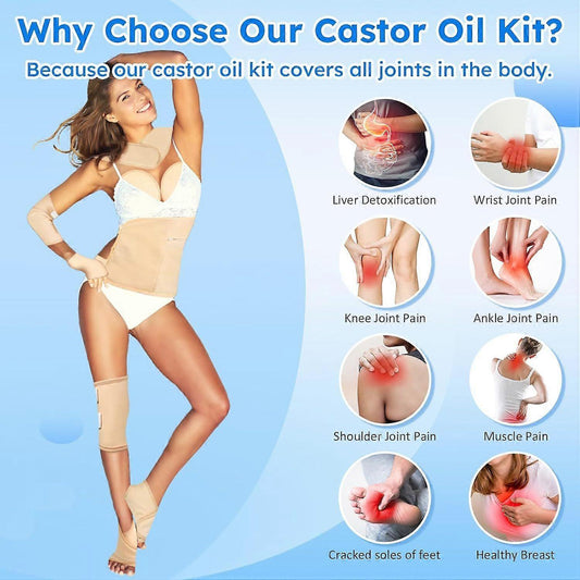 Castor Oil Pack Wrap,10 pcs Reusable Organic Castor Oil Pack Kit with Adjustable V1263-JX-3237