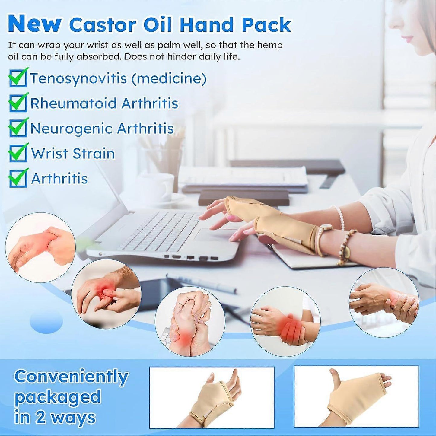 Castor Oil Pack Wrap,10 pcs Reusable Organic Castor Oil Pack Kit with Adjustable V1263-JX-3237