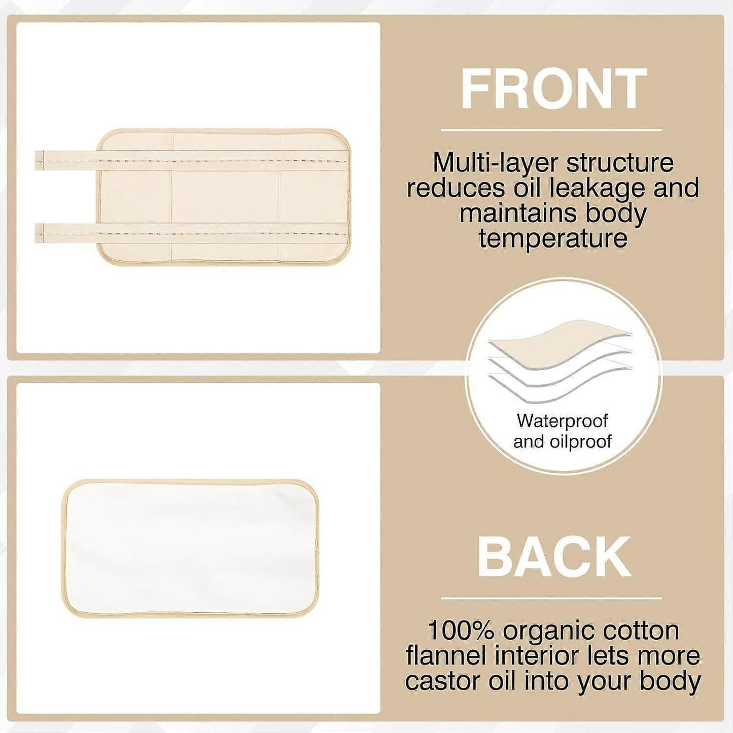 Castor Oil Pack, Adjustable Reusable Castor Oil Pack Wrap for Liver Detox, Castor Oil Pack V1263-JX-3238