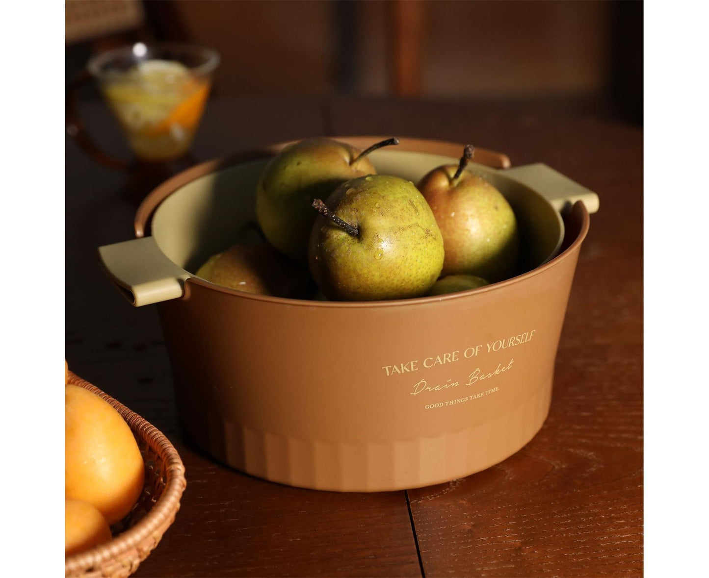Multifunctional Drain Basket Burrs-free Plastic Double-Layer-Brown S V1263-JX-324