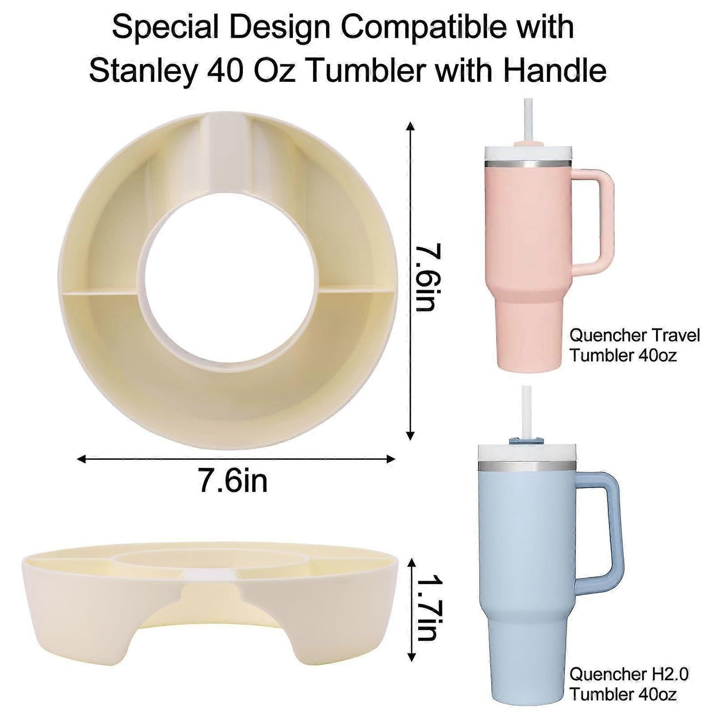 Compatible Stanley Snack Tray, 40 Oz Bowl for Stanley Cup Accessories, Ivory V1263-JX-3241
