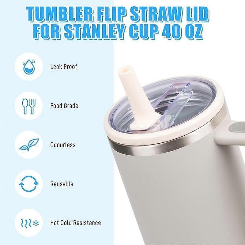 For Stanley 40oz Cup Straw Lid 4pcs /Set White V1263-JX-3244