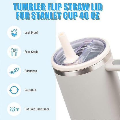 For Stanley 40oz Cup Straw Lid 4pcs /Set White V1263-JX-3244