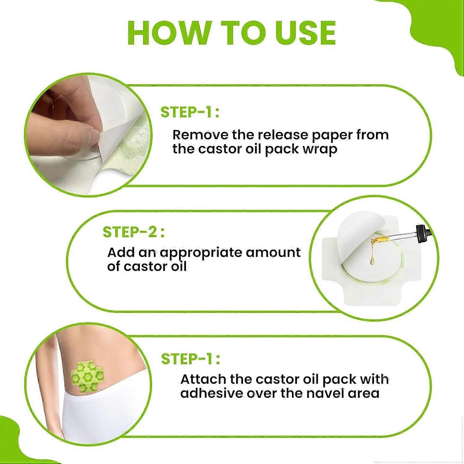 Organic Castor Oil Pack Wrap,Self-Adhesive, Flexible Highly Absorbent Castor Oil V1263-JX-3247