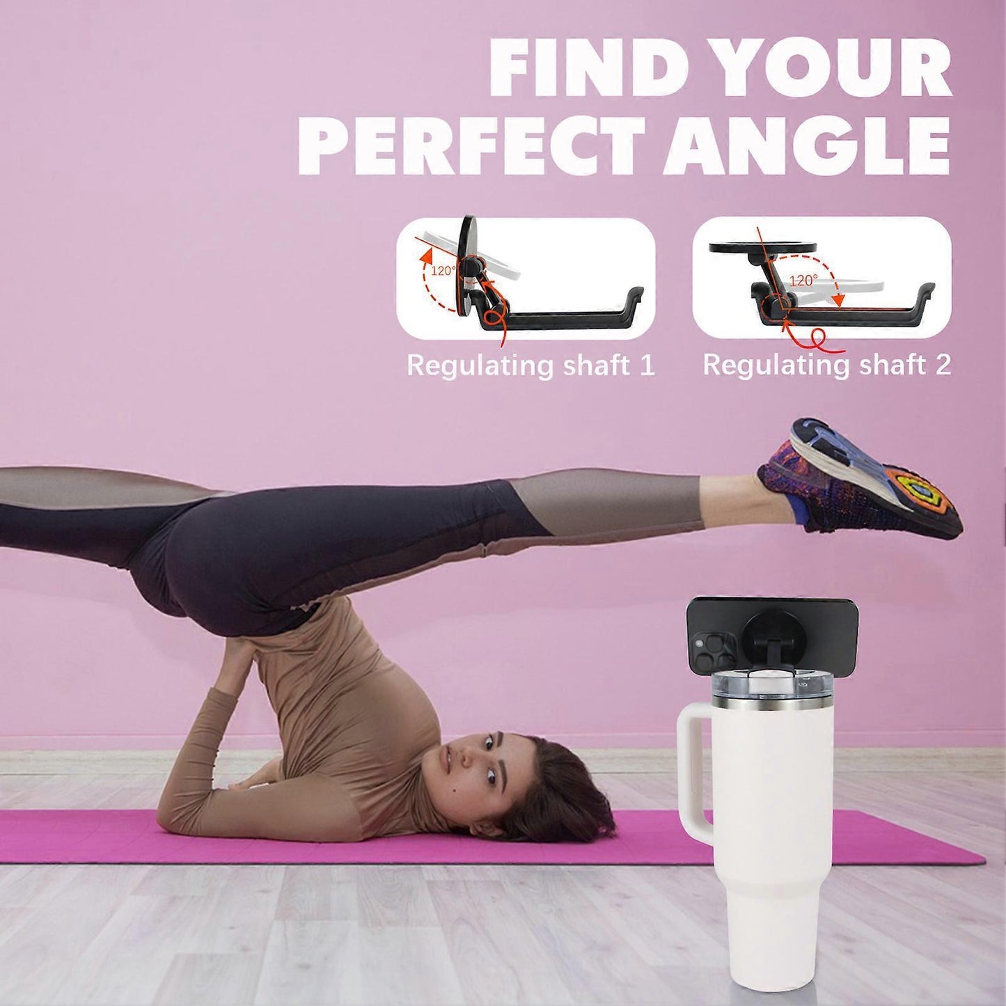 Phone Holder For Stanley, Water Bottle Phone Holder For Stanley 40oz Cup, Phone Stand Mount, Portable, V1263-JX-3248