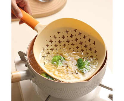 Noodle Colander Eco-Ergonomic Handle Hanging Hole Filter Residue-Orange V1263-JX-327