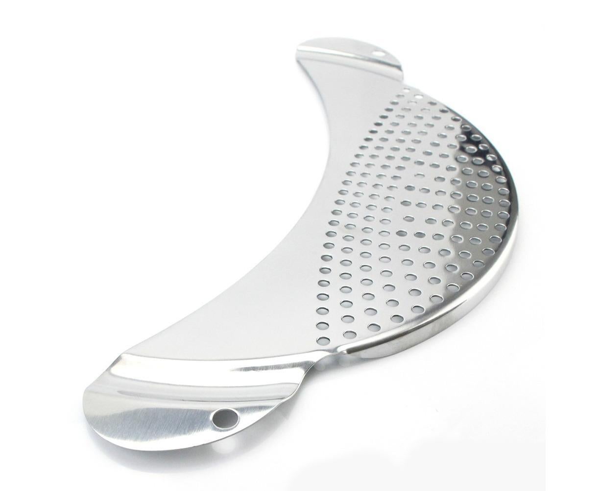 Pot Pan Strainer Board Crescent Shape Draining Hole Wash Fruit Vegetable Filter-Silver V1263-JX-328