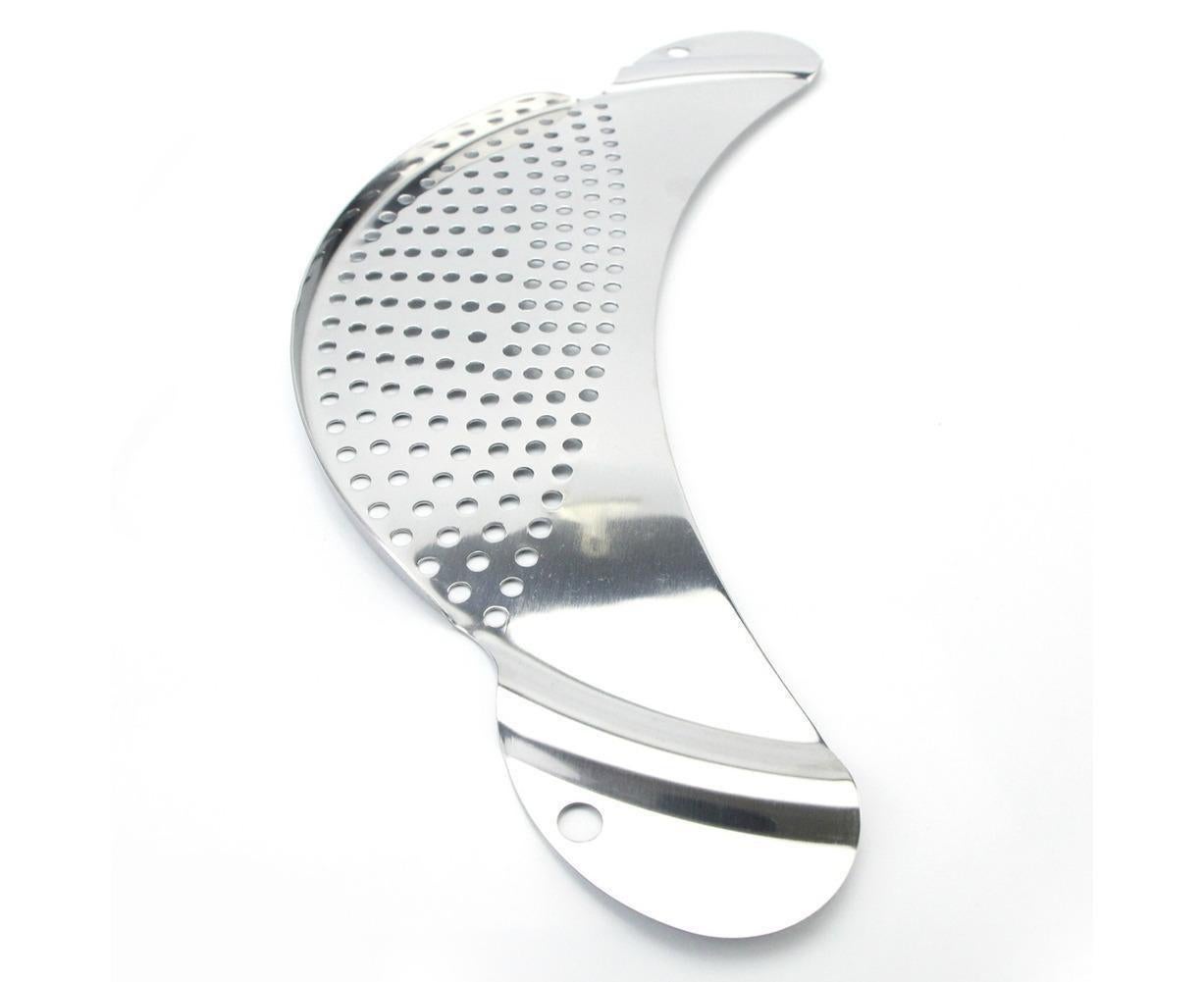 Pot Pan Strainer Board Crescent Shape Draining Hole Wash Fruit Vegetable Filter-Silver V1263-JX-328
