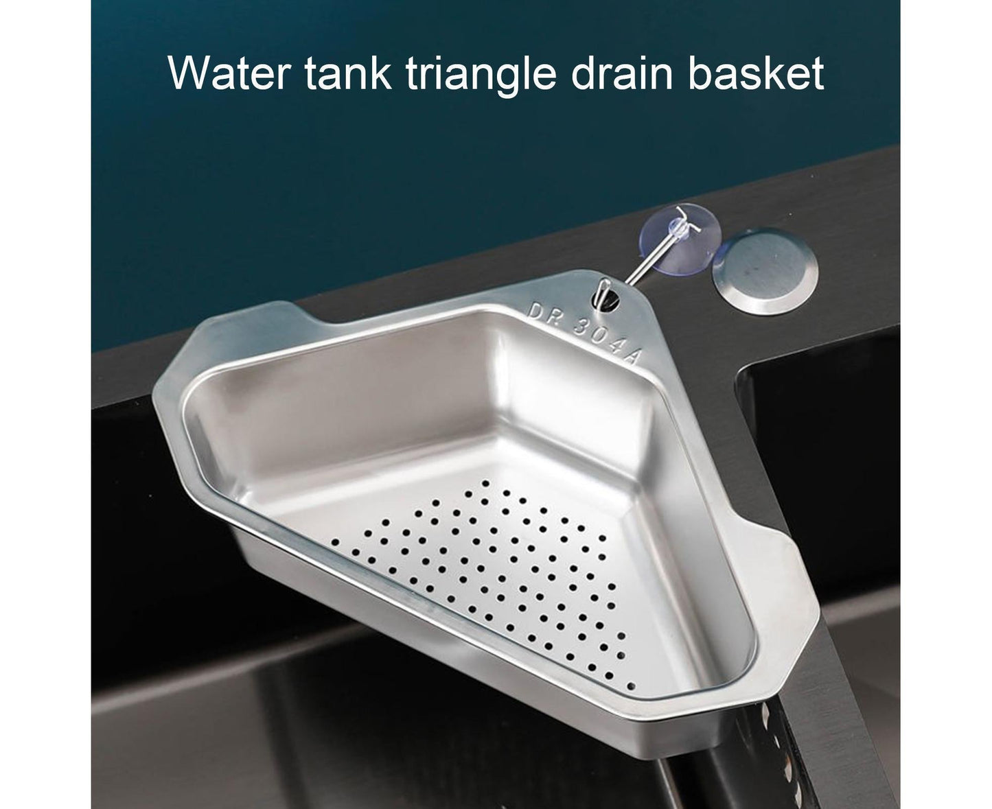 Drain Basket with Hook Triangular Stainless Steel Rinsing Strainer-Stainless Steel V1263-JX-330