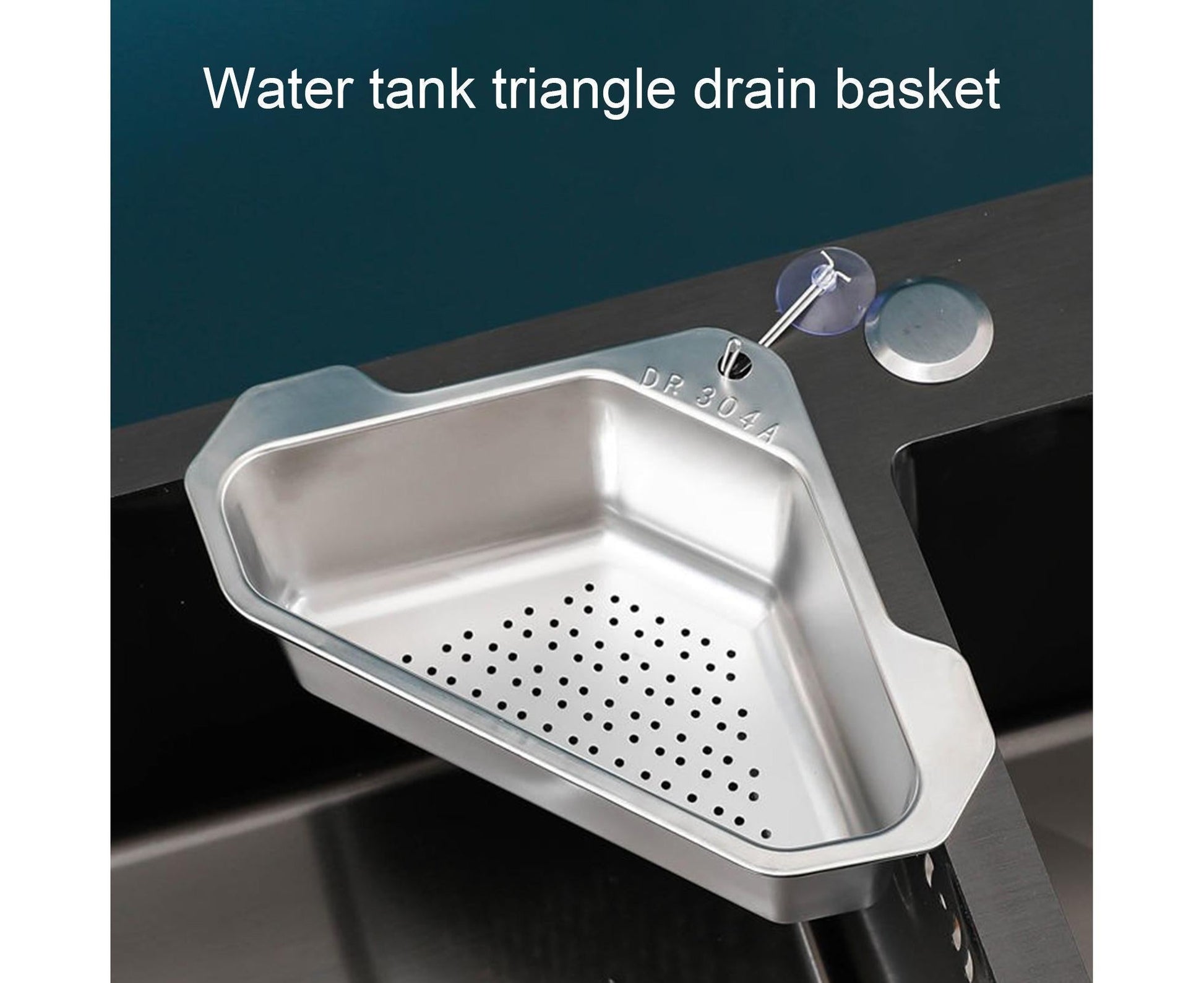 Drain Basket with Hook Triangular Stainless Steel Rinsing Strainer-Stainless Steel V1263-JX-330