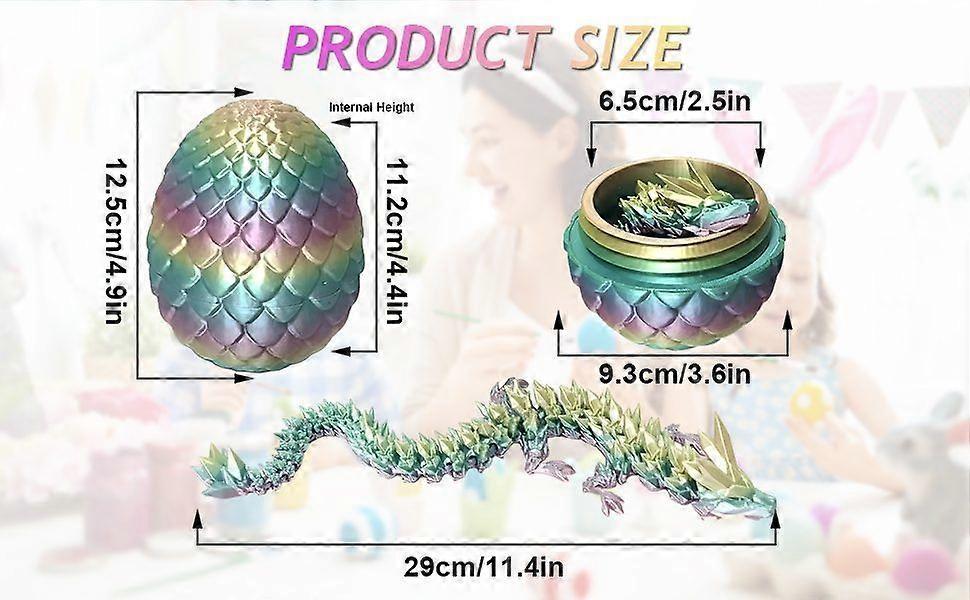 Easter Dragon Egg 3D Printed Dragon Egg Articulated Dragon Crystal Dragon V1263-JX-3324