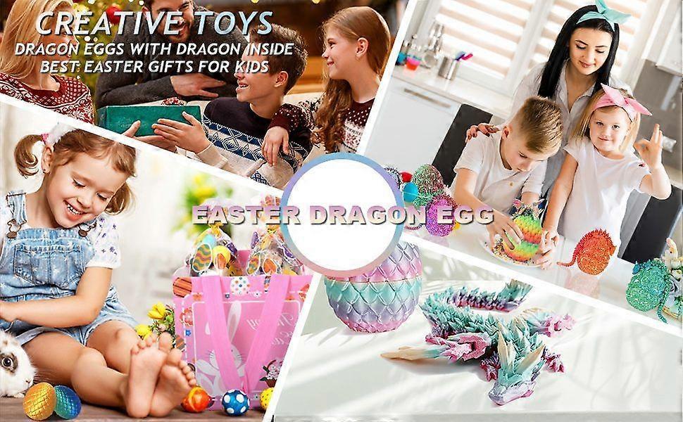 Easter Dragon Egg 3D Printed Dragon Egg Articulated Dragon Crystal Dragon V1263-JX-3324