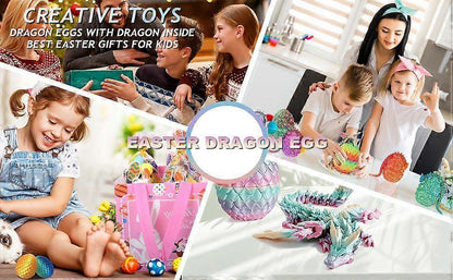 Easter Dragon Egg 3D Printed Dragon Egg Articulated Dragon Crystal Dragon V1263-JX-3324