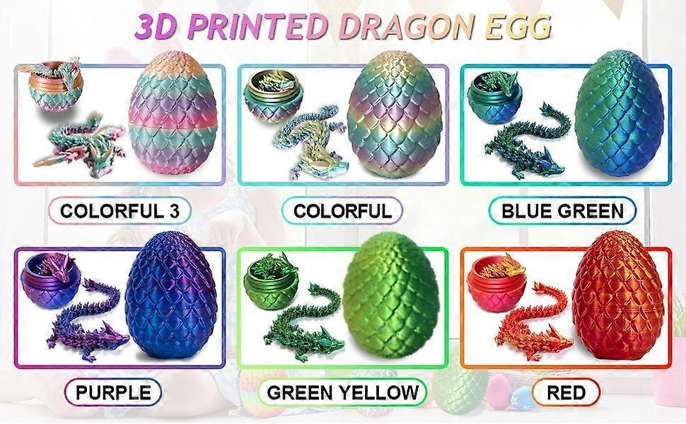 Easter Dragon Egg 3D Printed Dragon Egg Articulated Dragon Crystal Dragon V1263-JX-3324